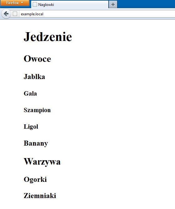nagłówki html